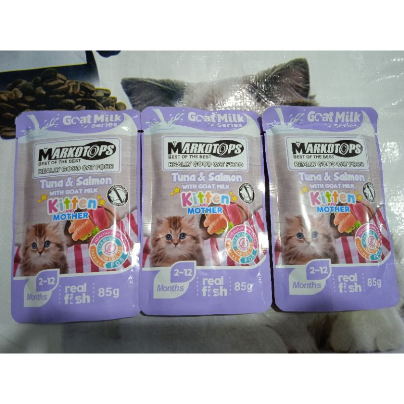 markotops pouch 85gr rasa ( tuna salmon kitten  )