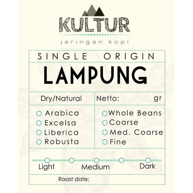 

COFFEE BEAN BIJI KOPI ROBUSTA LAMPUNG ORIGINAL 1 KG - MED TO DARK, BEANS