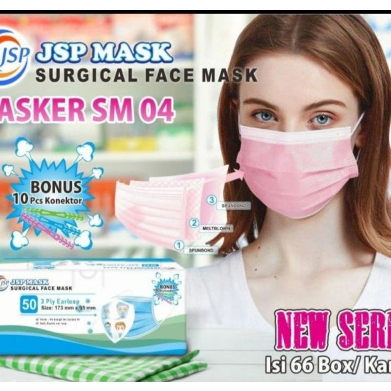 MASKER JSP EARLOOP  50PCS/BOX