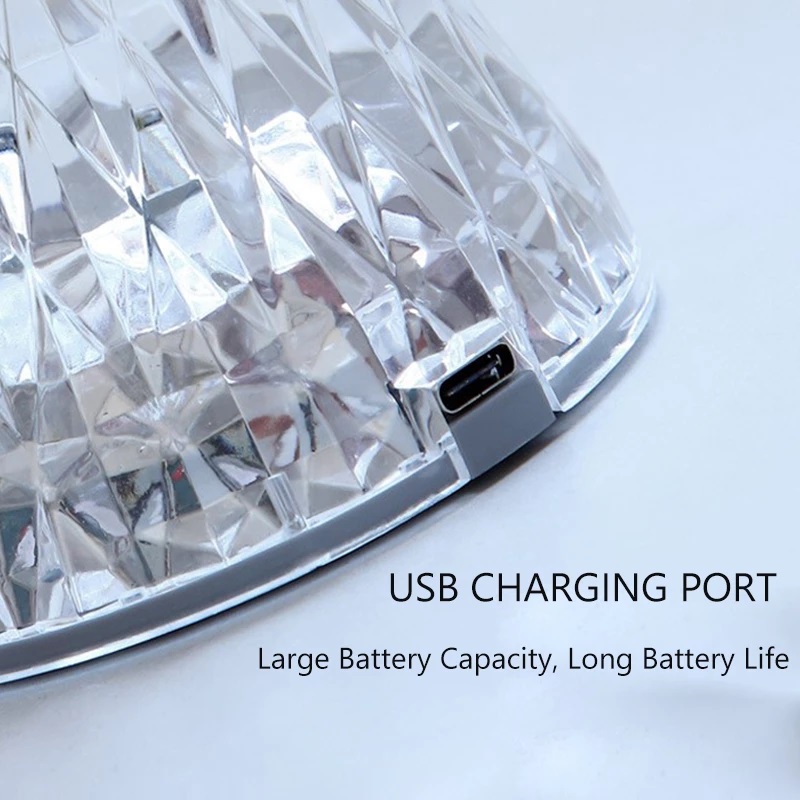 Small Waist Crystal Decoration LED Diamond Table Lamp USB Rechargeable Touch Sensor For Gift