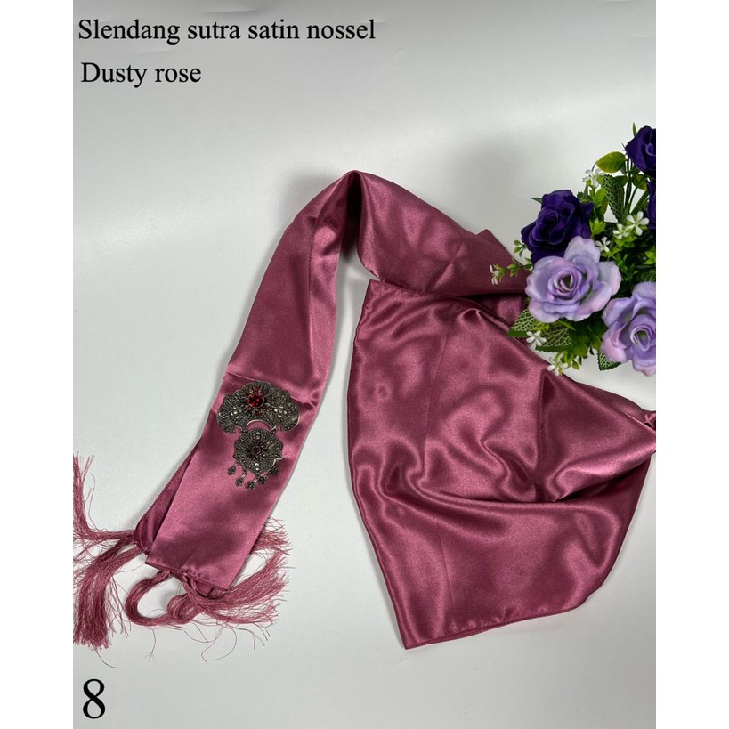 Selendang Satin Silk Ronce / Selendang Satin Silk Nossle / Selendang Satin Sutra Ronce-Dusty Rose