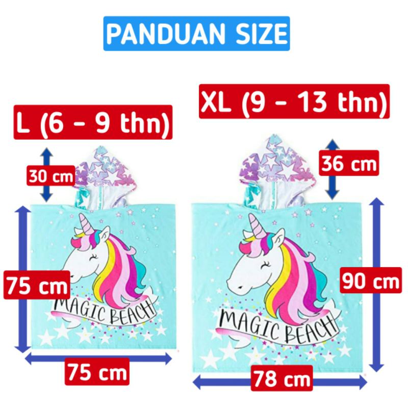 Terlaris Handuk Ponco Jumbo Anak Usia 6, 7, 8, 9, 10, 11, 12, 13 Tahun, Handuk Renang, Hoodie