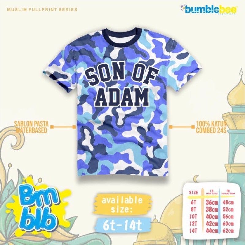 KAOS BUMBLEBEE JUNIOR MUSLIM SERIES FULL PRINT 6-14 T kaos bumble bee sahabat nabi