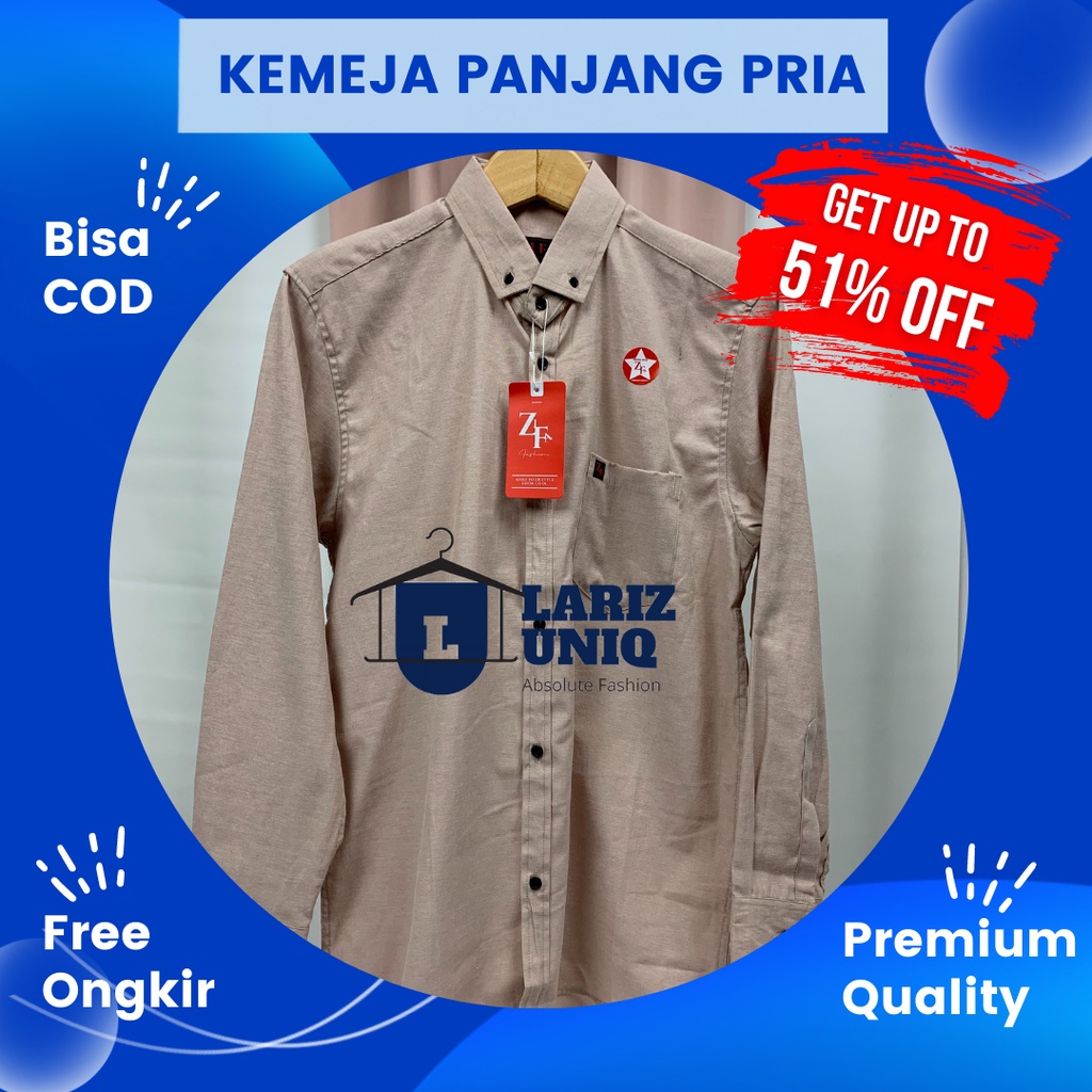 Baju Kemeja Kerja Resmi Polos Pria Atasan Lengan Panjang Hem Formal Laki laki Warna Cream