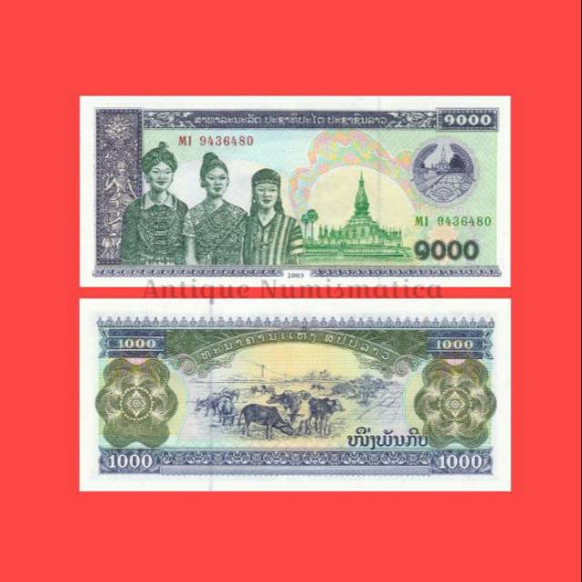 Laos 1000 Kip 2003 Unc P 32ab Original Banknote Shopee Indonesia