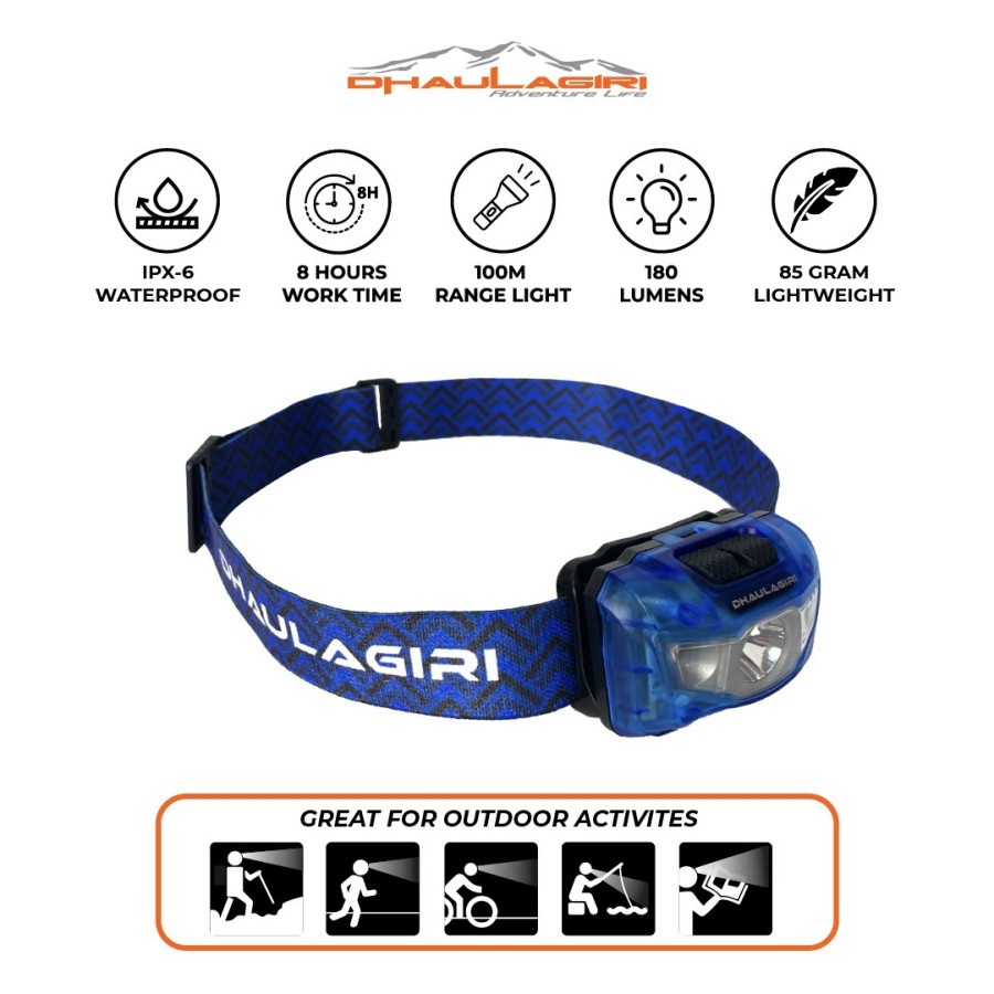 Headlamp Dhaulagiri HL 858 Senter Kepala Camping Outdoor Waterproof