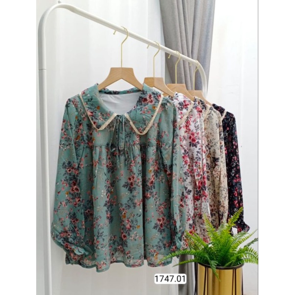 Blouse Atasan Ceruty motif bunga