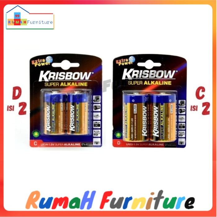 Krisbow baterai/batre Type C/D isi 2 - Krisbow, C