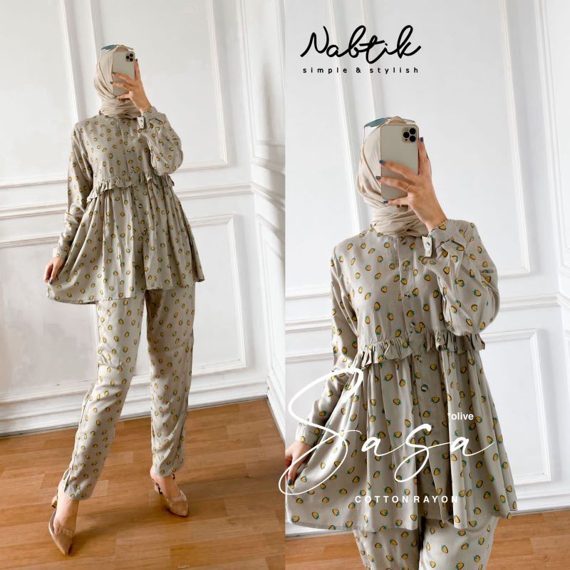 setelan wanita Sasa caton rayon terbaru original by nabtik terlaris