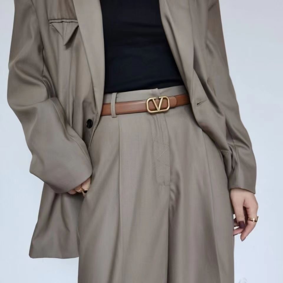 BGS-115 Sabuk wanita Kulit fashion V ikat pinggang wanita santai 2 lapisan kulit sapi ,original import belt