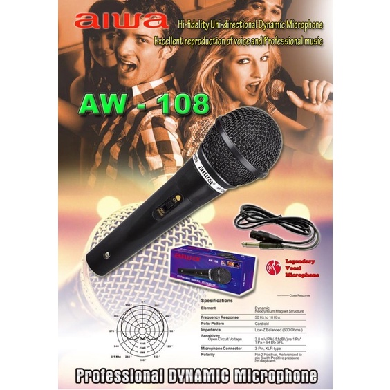 Mic Kabel Aiwa AW-108B MIC KABEL MURAH AIWA AW-108