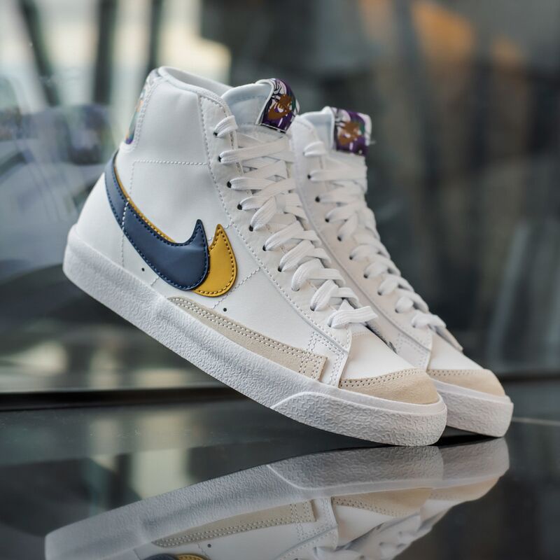 Nike Blazer Mid '77 SE GS 'Double Swoosh - White Gold Blue Void' [ORI]