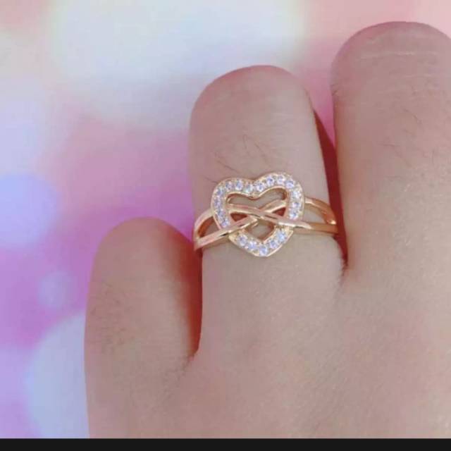 Cincin minimalis love permata