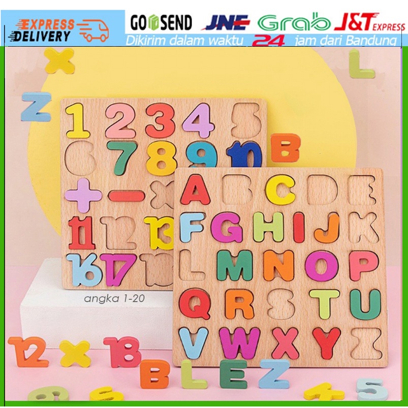 Puzzle ABC And Number Chunky Puzzle Anak Puzzle Kayu Jigsaw Puzzle 3D Wooden Toys Mainan Kayu 230-49