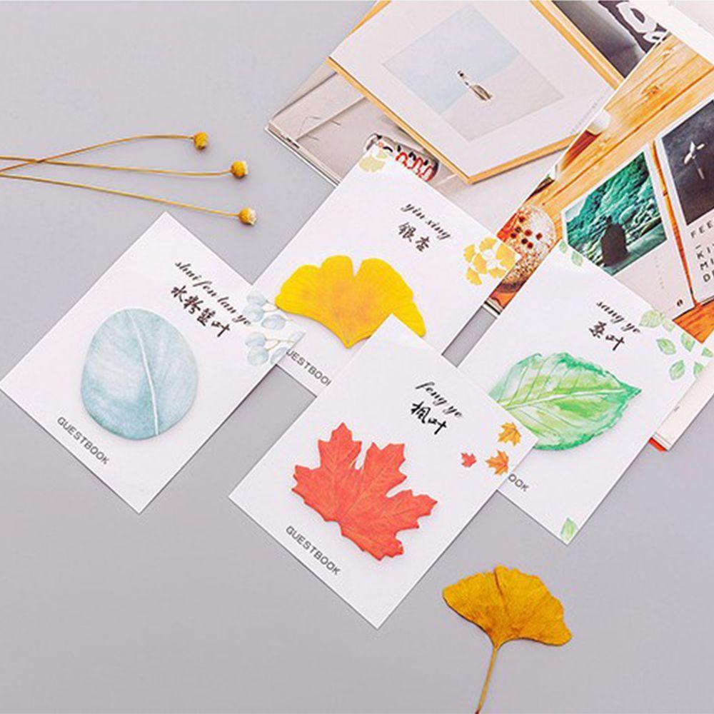 Lanfy Ginkgo biloba Sticky Note Fresh Ins Style Planner Stiker Notepad Kertas Bookmark Alat Tulis Tulisan Pad Daun Imitasi Pesan Note