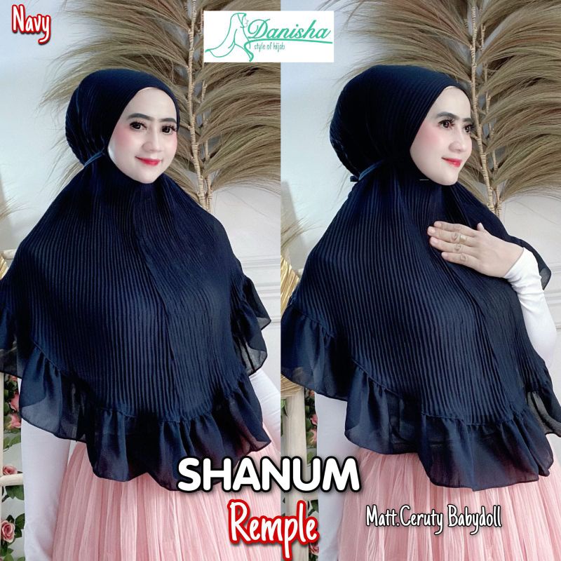 Jilbab Maryam Plisket Shanum Rempel Simpel Original Danisha-Navy