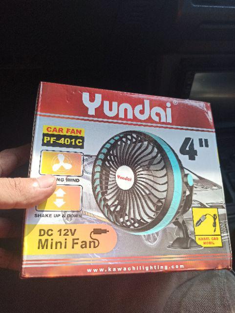 Kipas DC 12V Mobil Mini Fan 4inch PF401C Yundai Car Fan Colokan Rokok