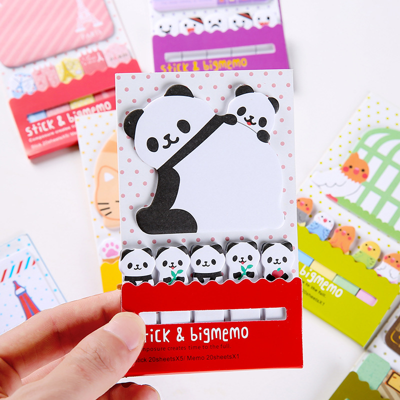 20pcs / Set Sticky Note Desain Hewan Kartun Gaya Korea / Pelajar Portabel Serbaguna Untuk Sekolah