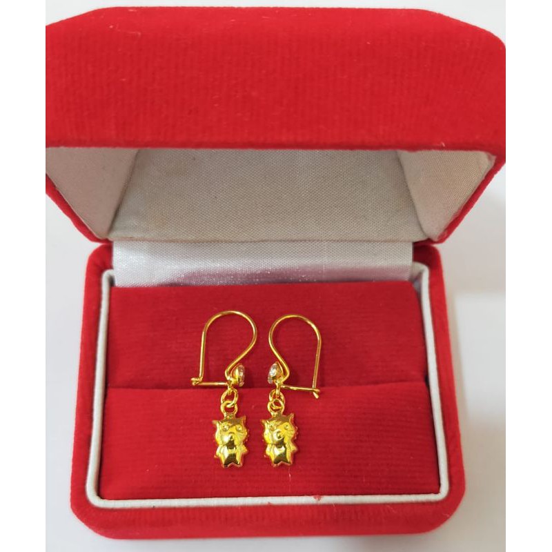 Anting Gantung Character polos, Perak 925, Sepuh Emas Kuning