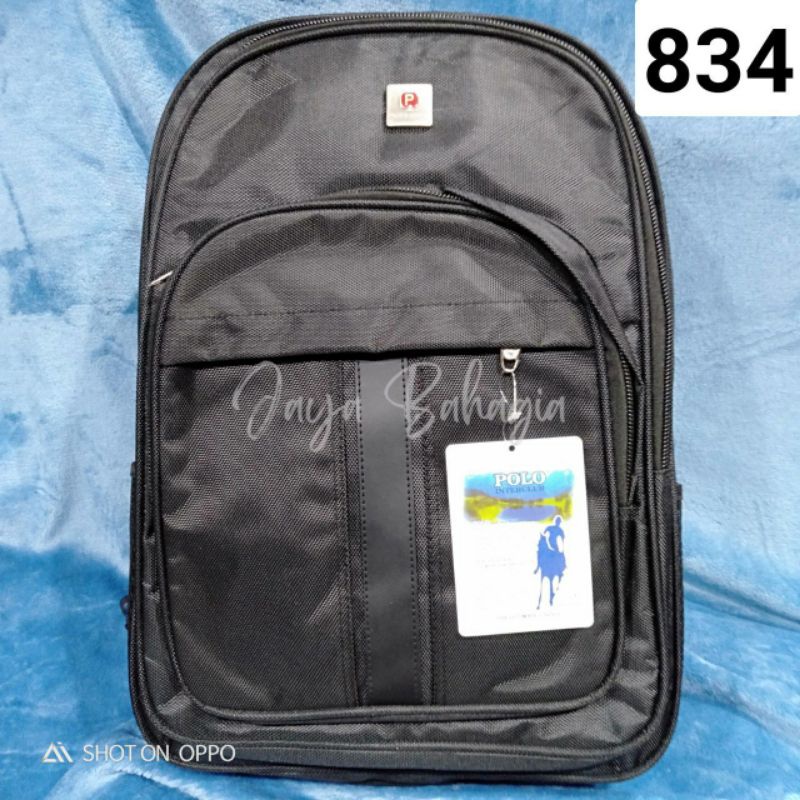 RANSEL LAPTOP JUMBO POLO INTERCLUB 20 INCH HITAM BESAR TAS SEKOLAH KULIAH KERJA PRIA