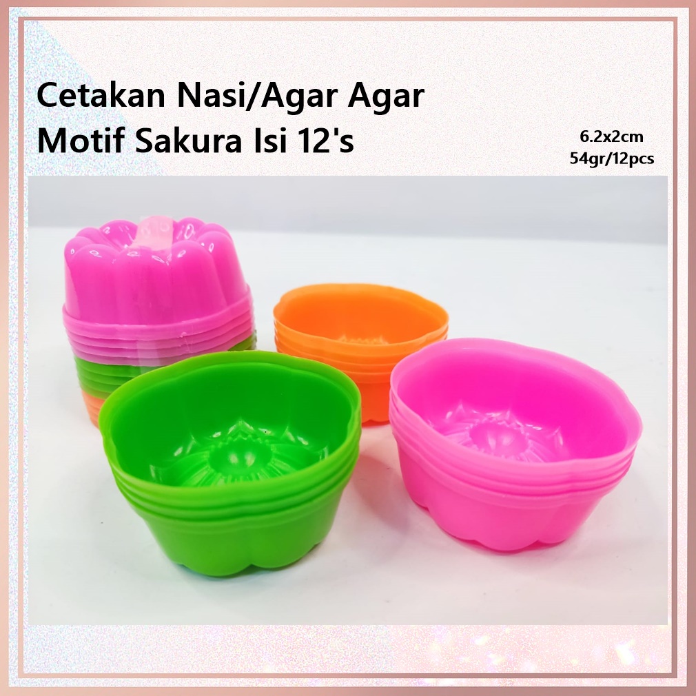 Cetakan Nasi/Agar Agar Motif Mawar &amp; Sakura Isi 12's