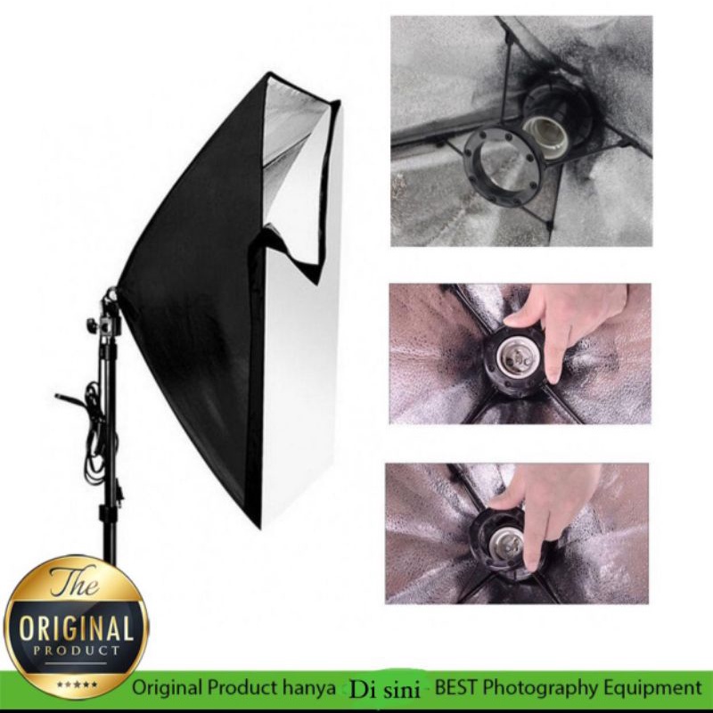 Paket Studio Foto A1 Light Stand 2M + 1 Socket E27 +  Softbox