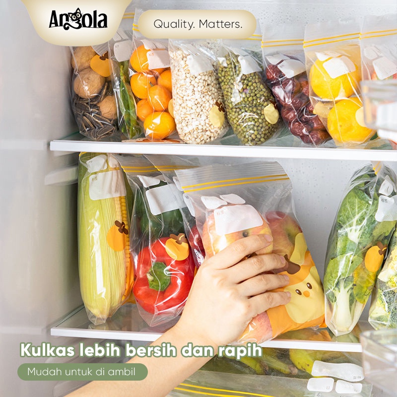 Kantong Plastik Ziplock Reusable kecil besar sedang E57-E59 Fresh Bag Kantong Kulkas Penyimpan Makanan Sayuran angola Plastik Klip Binder Pouch