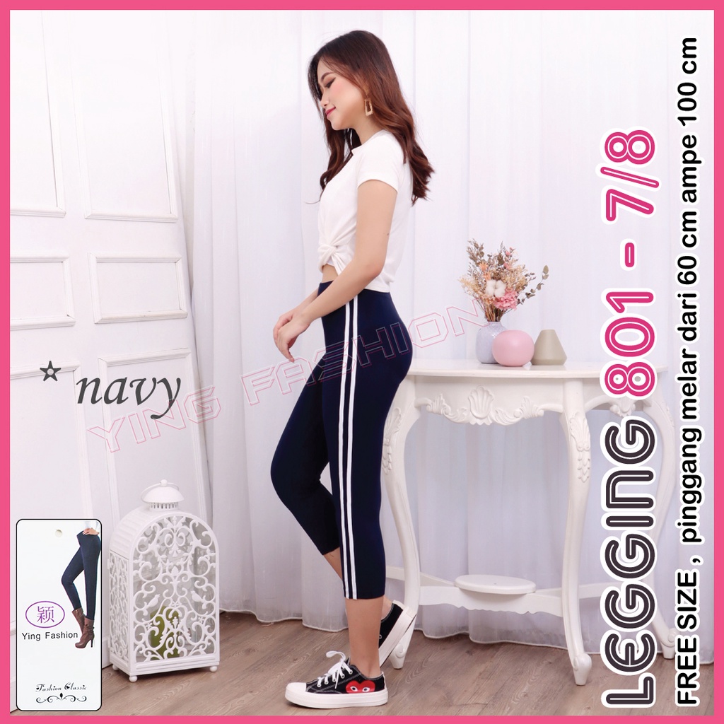 [Grosir Minim 6 pcs ] Legging Stripe PENDEK 7/8 801 / Legging import fashion wanita / legging senam wanita / legging fashion wanita