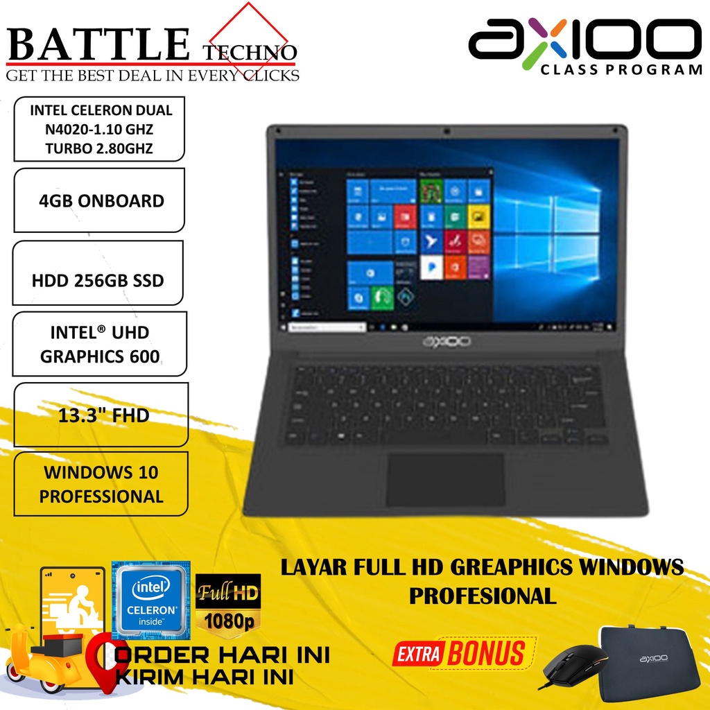 LAPTOP MURAH AXIOO MYBOOK 14H INTEL N4020 4GB 256GB FHD WIN10PRO