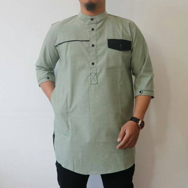 FASHION MUSLIM PRIA / BAJU KOKO PRIA / KURTA PAKISTAN / GAMIS PAKISTAN / BAJU KOKO PRIA WARNA HIJAU
