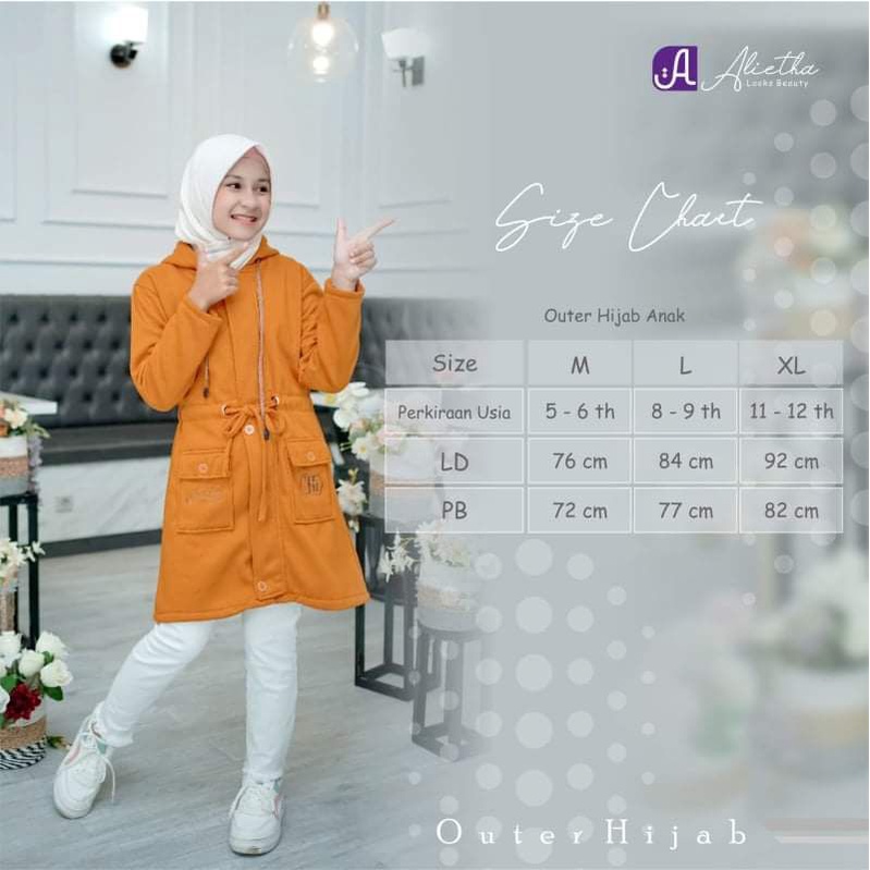 OUTER HIJAB MUSLIMAH KIDS TERBARU ORI ALIETHA JAKET ANAK VIRAL MODERN KEKINIAN BEST SELLER