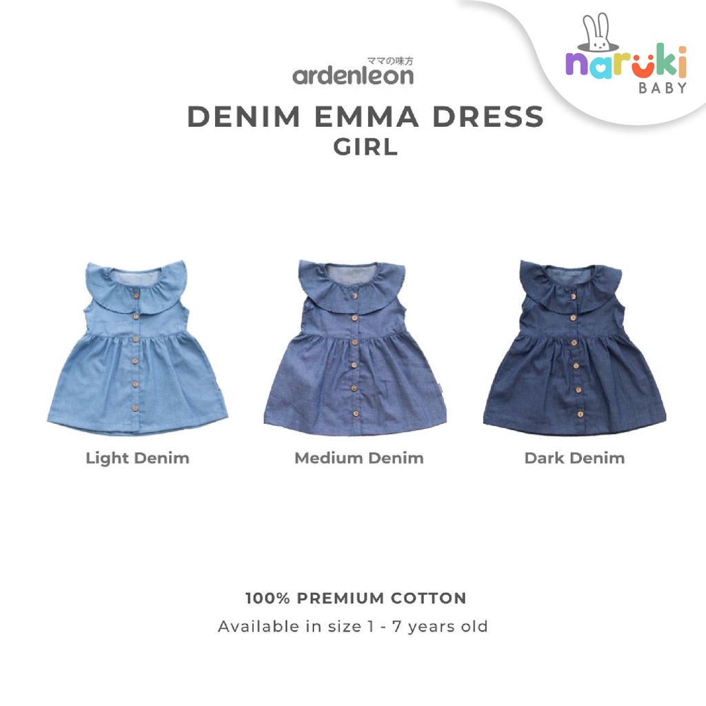 Ardenleon Denim Emma Dress Girl Arden Leon Gaun Anak Perempuan