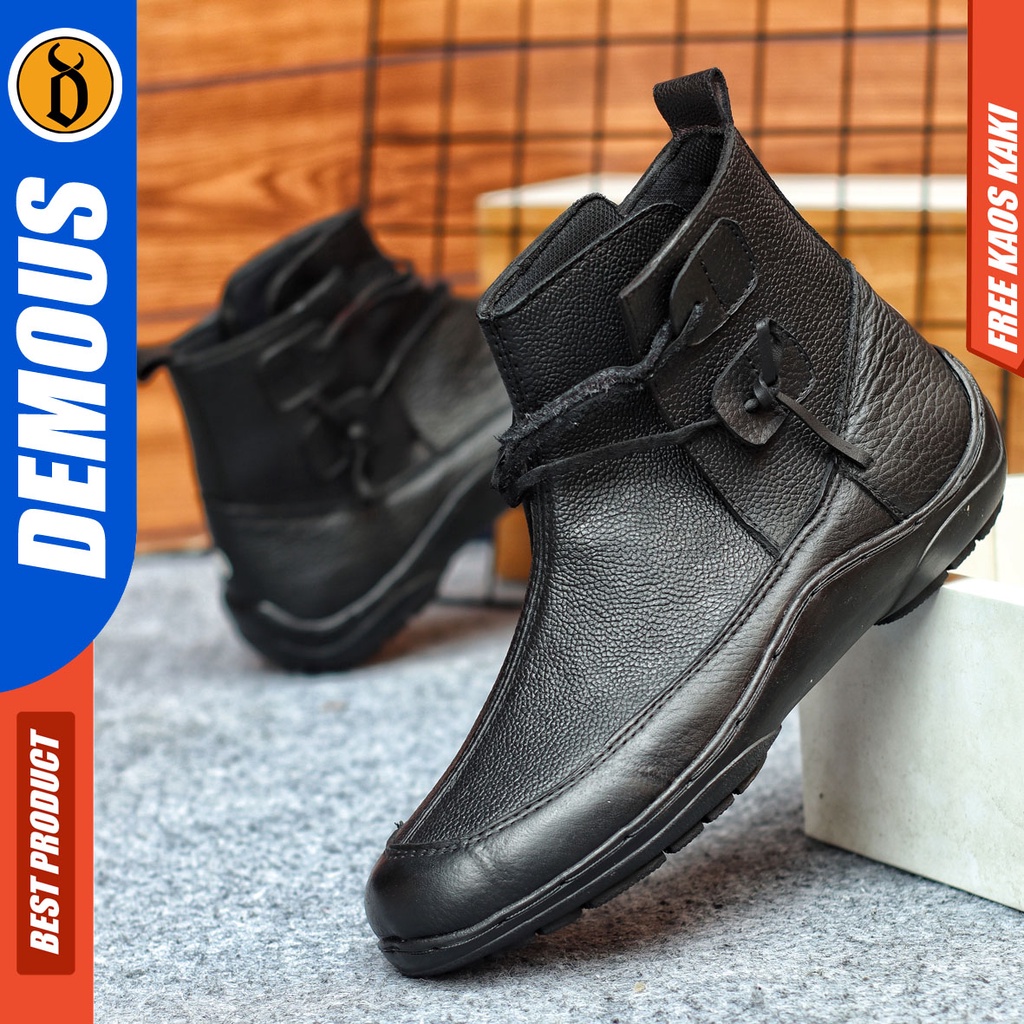 Sepatu Formal Pria Sepatu Casual Pria Kulit Asli Slop Sepatu Pantofel Kerja Kantor Kuliah Kondangan Sepatu Hitam Pria DEMOUS BLOPER