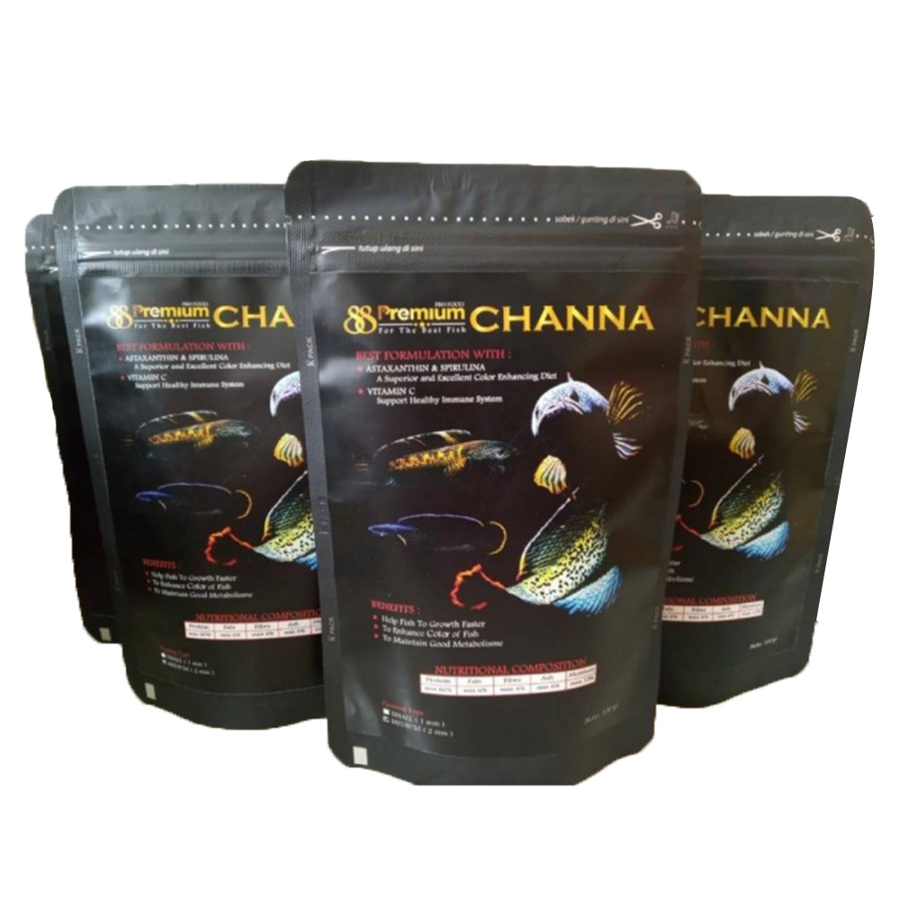 Premium 88 Pelet Pakan Ikan Channa Premium 100Gram Floating Pakan Channa