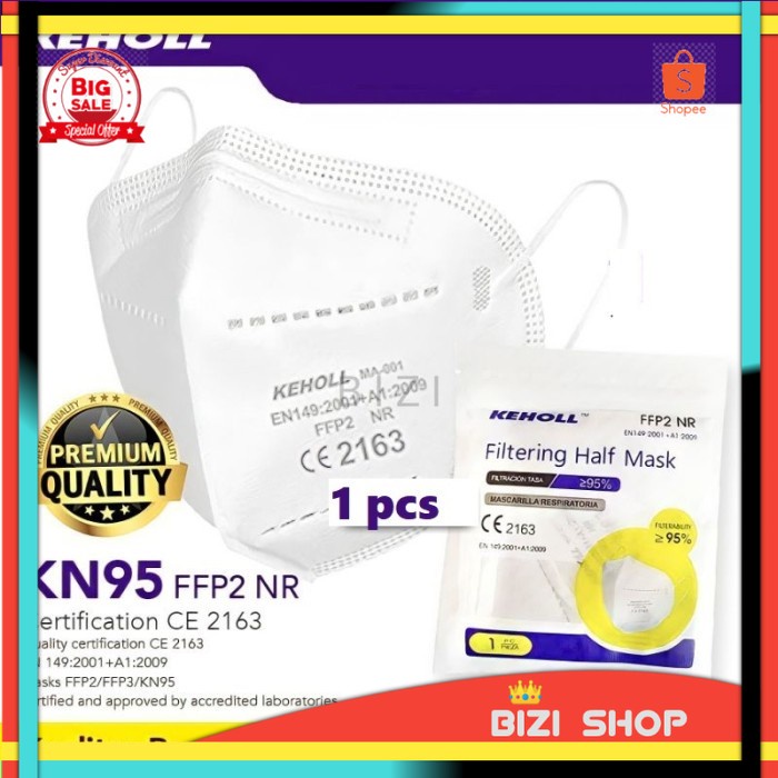 Masker Kn95 Kn 95 Black Hitam Premium 5Ply 5 ply Earloop Keholl 1 pcs