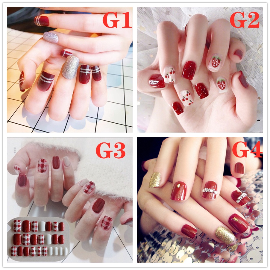 【COD】FLID 24pcs Kuku Palsu 3D Nikah Wedding False Fake Nail Nails Nailart Pengantin Tangan