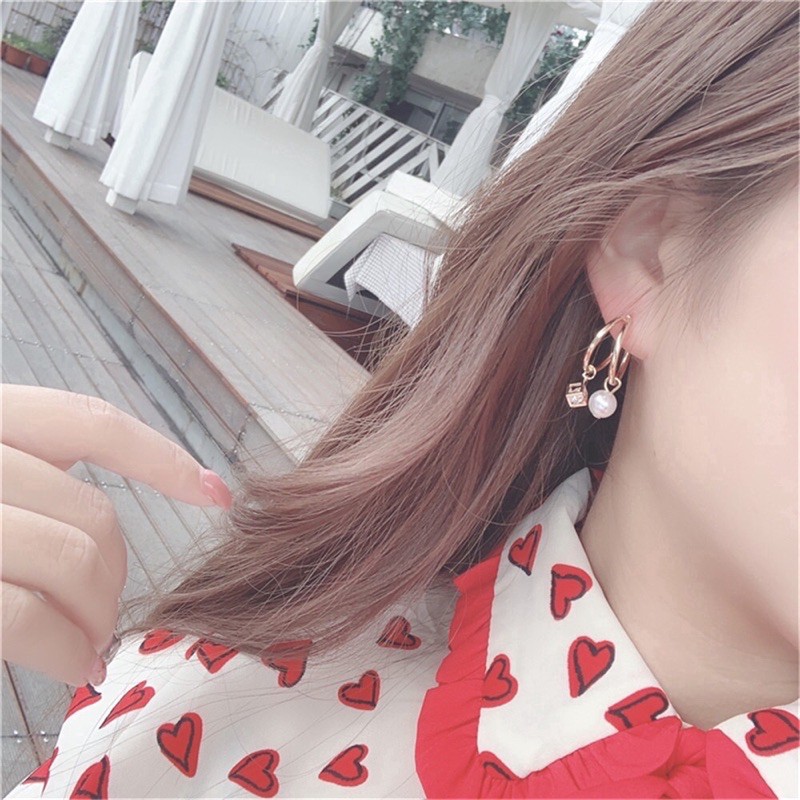 Anting Korea Fashion double layer Pearl wanita