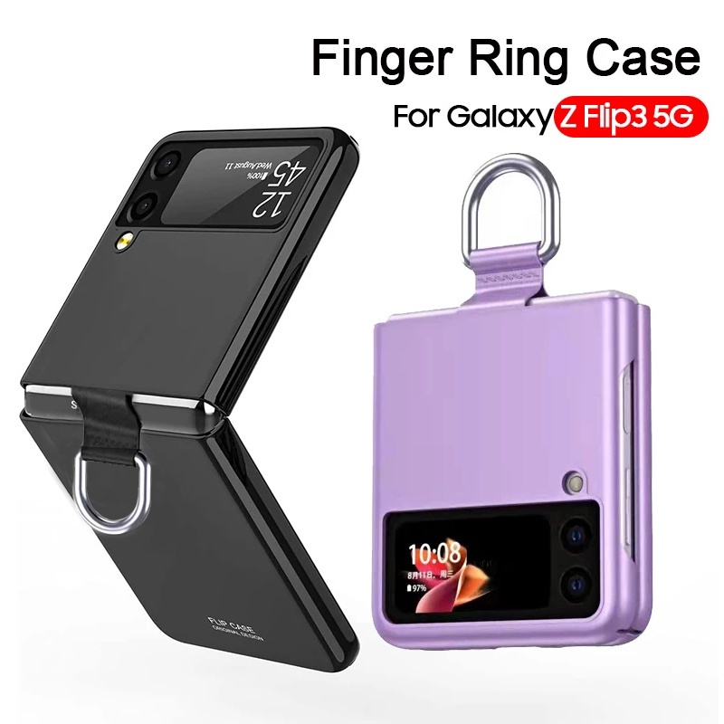 Hard Case Frosted Matte Skin Feel Folding Phone Case For Samsung Galaxy Z Flip 3 ( Standard Atau With Ring )