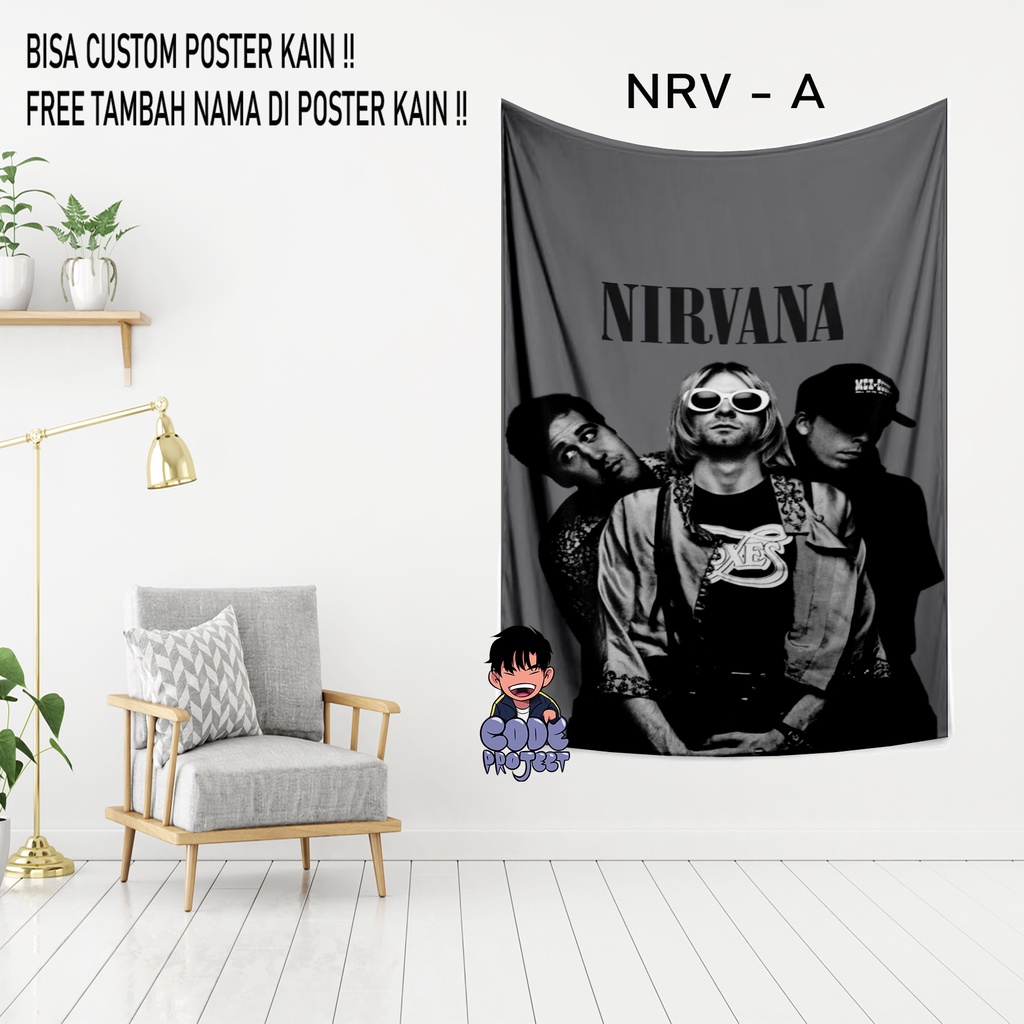 POSTER KAIN NIRVANA - hiasan dinding nirvana - hiasan dinding kamar nirvana - pajangan dinding nirva