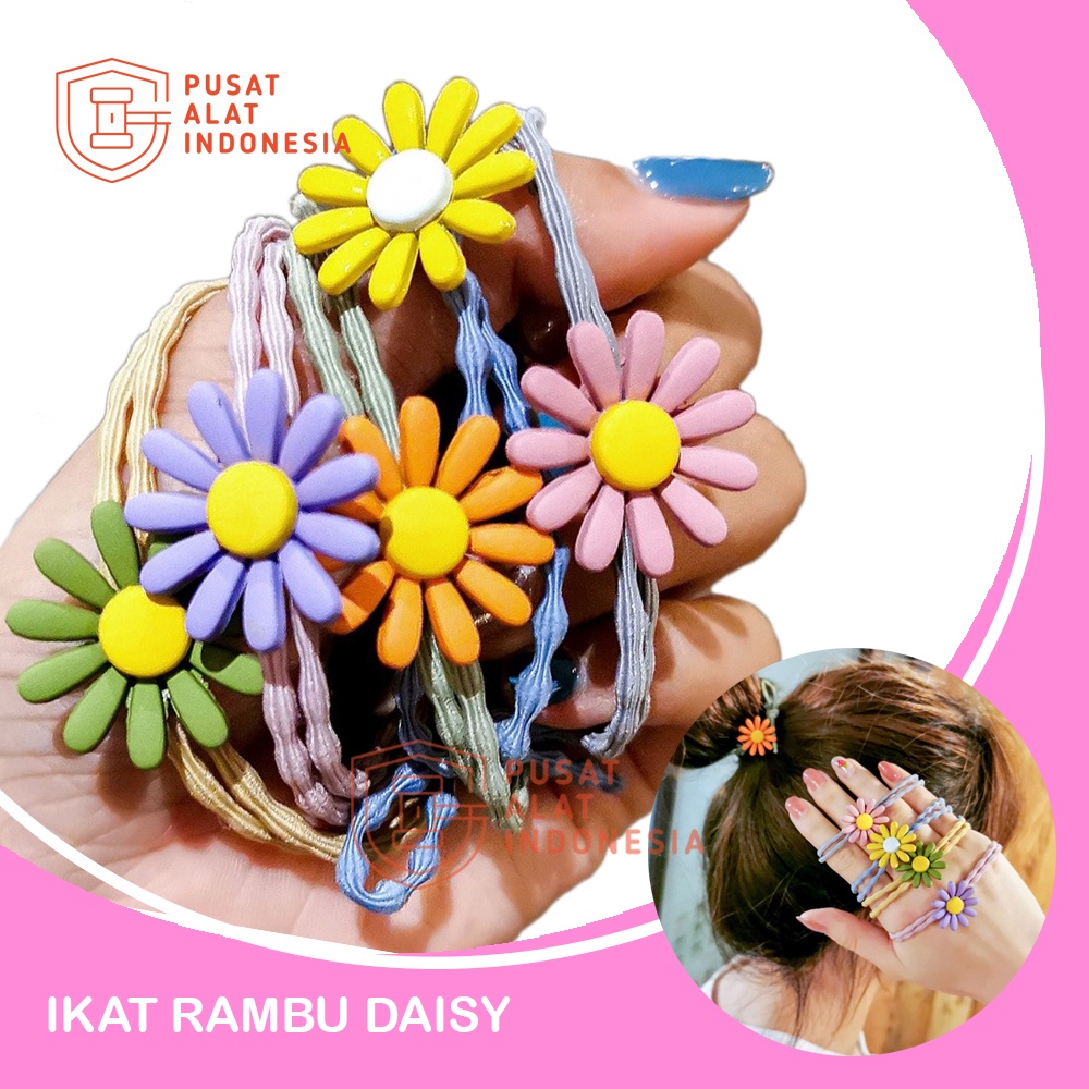 IKAT RAMBUT BUNGA DAISY COLORFULL KUNCIRAN KARET WANITA KOREAN STYLE ELASTIS  KUCIR RAMBUT AKSESORIS PEREMPUAN WARNA WARNI LUCU PENUNJANG FASHION SR51