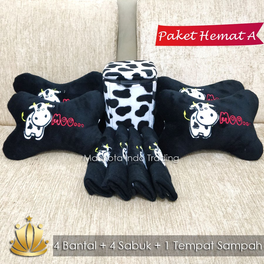 BANTAL MOBIL MOO SAPI / TEMPAT SAMPAH MOO SAPI / AKSESORIS MOBIL MOO SAPI PAKET HEMAT