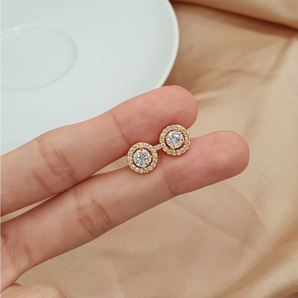 Anting Korea Pesta Tusuk Lapis Emas Putih Chelsea J9107-BIG 8MM - ROSEGOLD