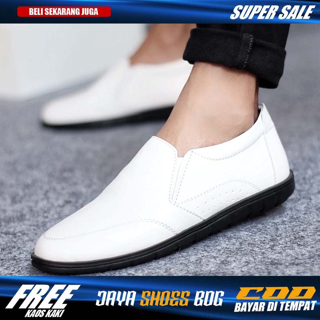 SHELBY|Sepatu Casual Slip On Pria Trendy Selop Slop Cowok Kekinian Pantofel Pria Hitam Kerja Kantor Kuliah