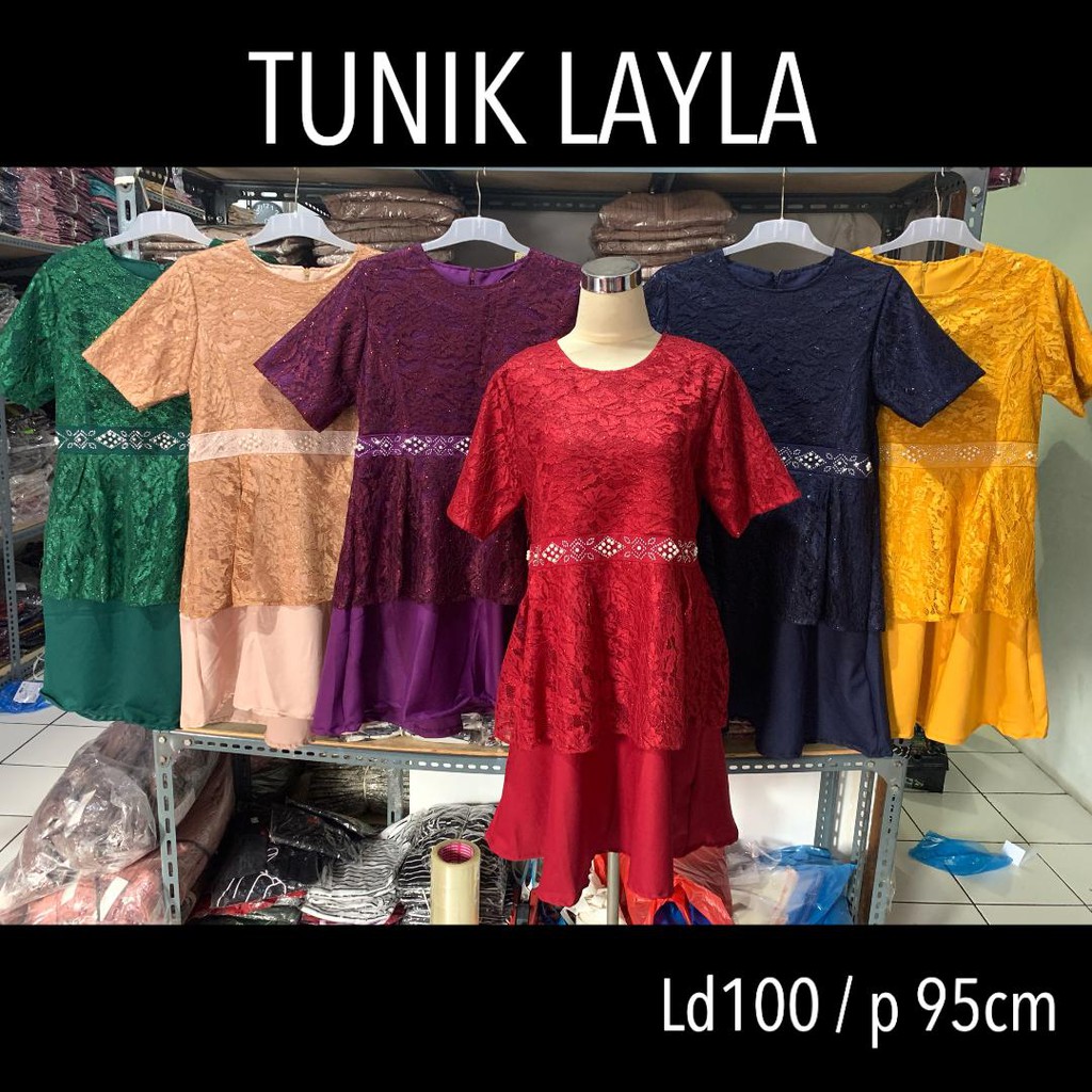 DRESS LAYLA -  TUNIK ABG ANAK MUDA PESTA ACARA IDUL FITRI MEWAH BRUKAT TILE MUTIARA PAYET POLOS