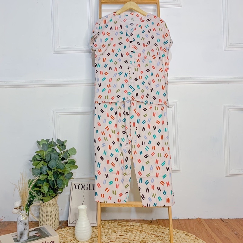 PIYAMA VNECK / PIYAMA KANCING HITS PIYAMA KANCING BUSUI / PIYAMA RAYON / HOMEWEAR-NC 22
