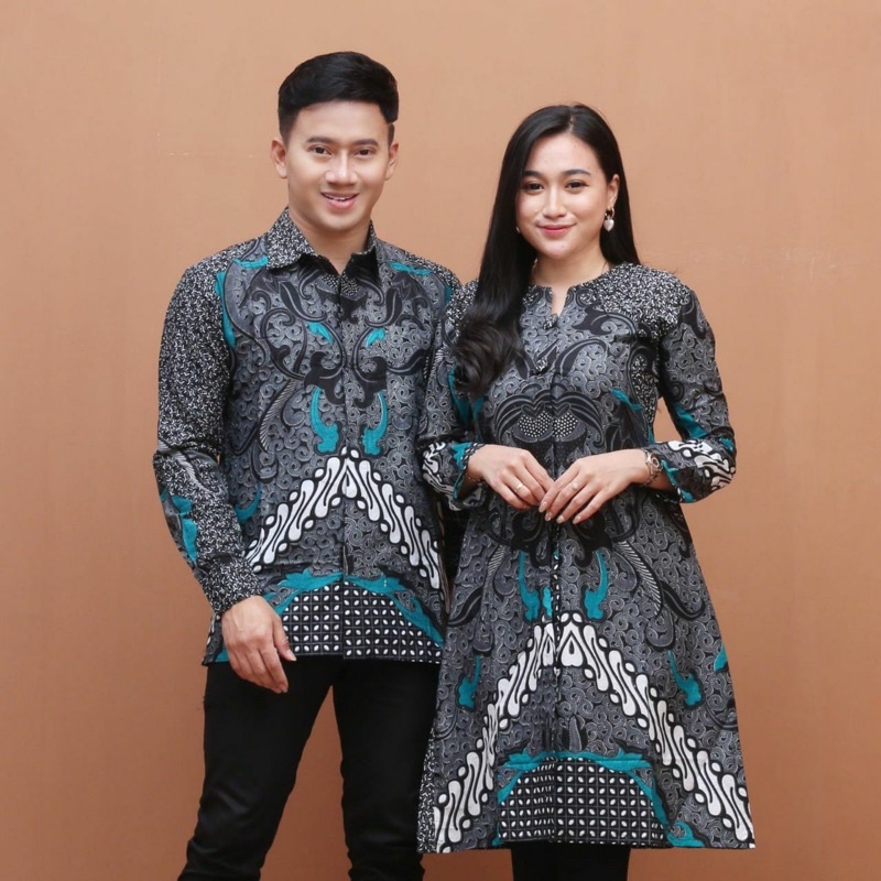 Atasan Tunik Ziper Batik Couple Kemeja Pria Lengan Panjang Best Seller Motif Gunungan