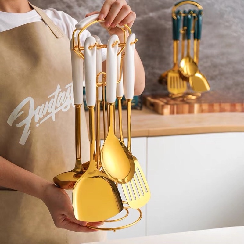 Adele Kitchen Tools Gold 7in1 set / alat masak emas mewah / spatula set-3