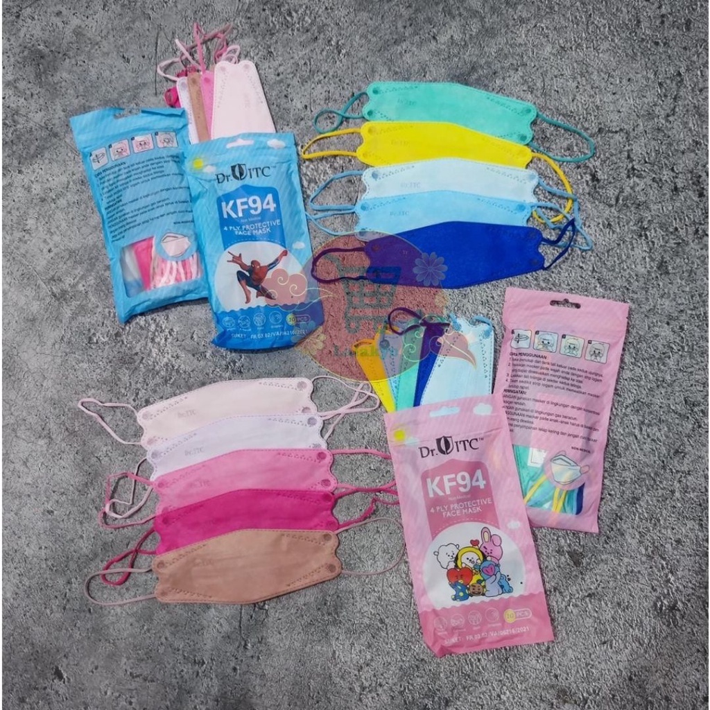 KF94 ANAK DR ITC EMBOS MIX POLOS - MASKER KF94 ANAK DRITC KIDS EVO 4PLY KEMENKES