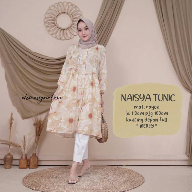 Naisya Tunik Motif / Tunik Floral Tunik Motif Murah Tunik Busui Motif