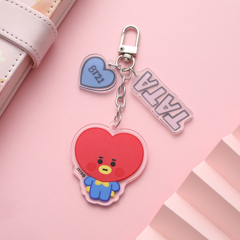 Gantungan Kunci Kartun Untuk Pria Dan Wanita BTS BT21 Lovely Car Bag Doll Pendant Key Chain Gantungan Kunci